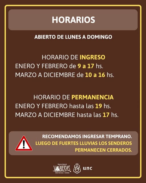 Horarios Vaquerías